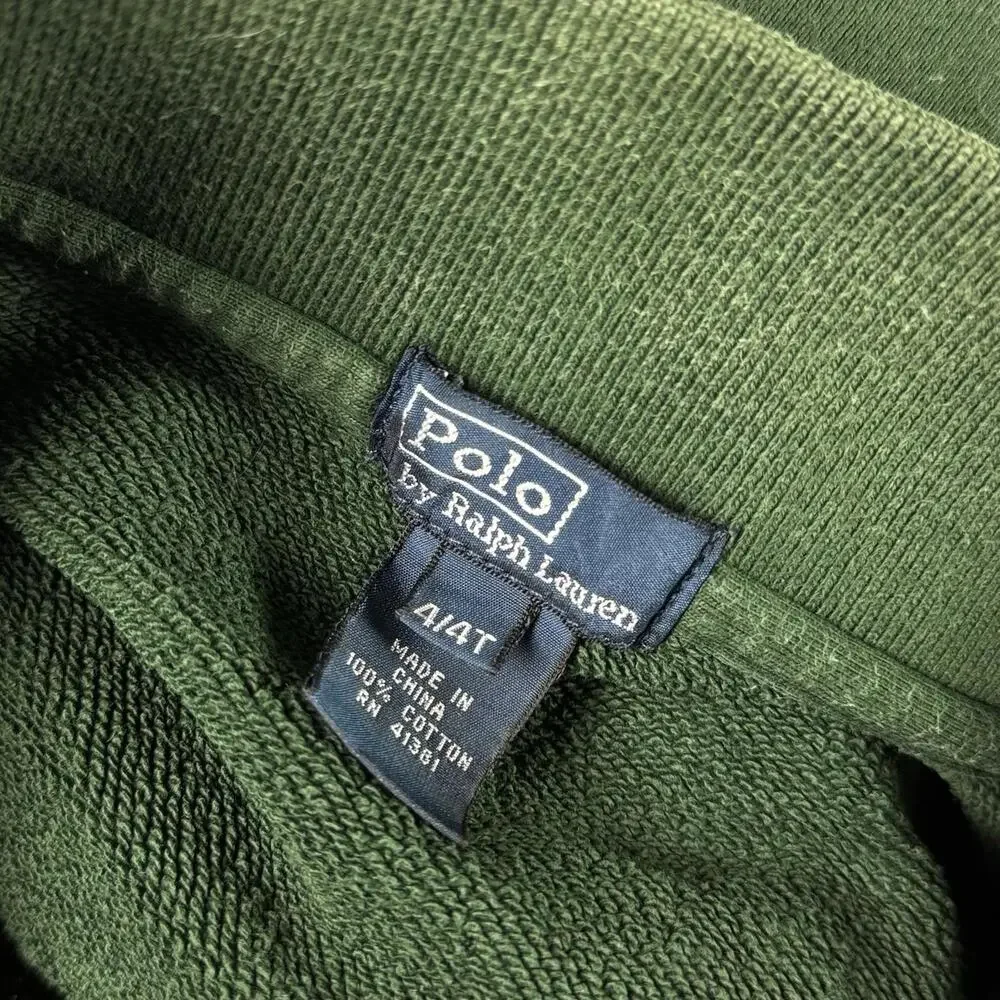 Polo Ralph Lauren Toddler‎ Quarter Zip Sweater Size 4T Green Stripe Collar